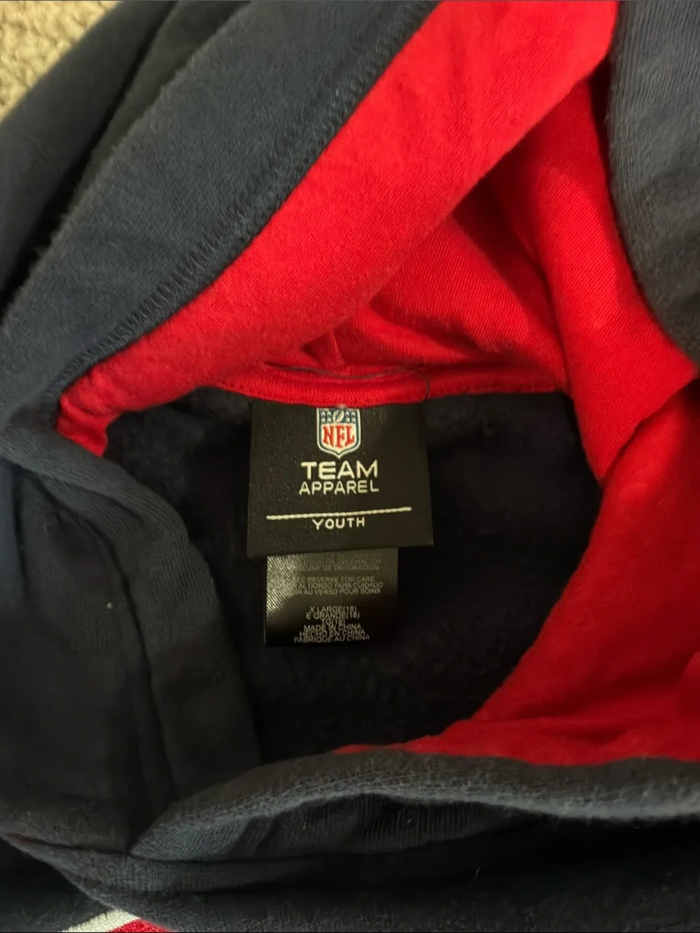 NFL Patriots Pullover Hoodie with Red Lining